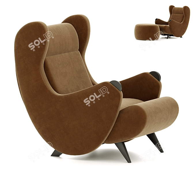 Luxury Cadillac Armchair with Pouf 3D model image 15