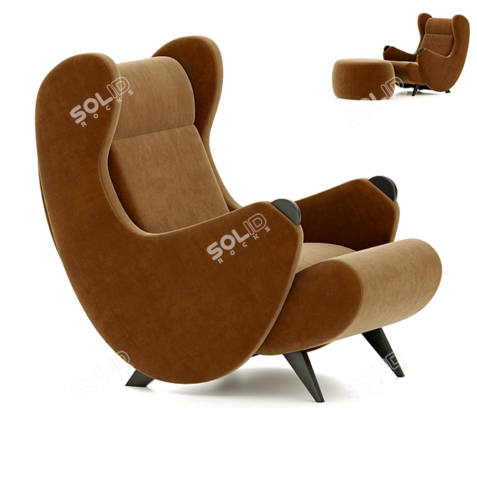 Luxury Cadillac Armchair with Pouf 3D model image 16