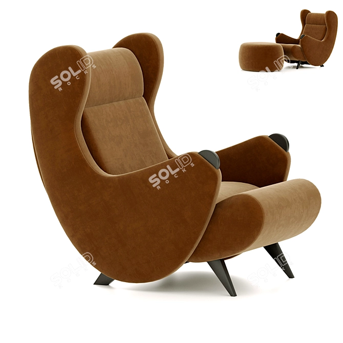 Luxury Cadillac Armchair with Pouf 3D model image 17