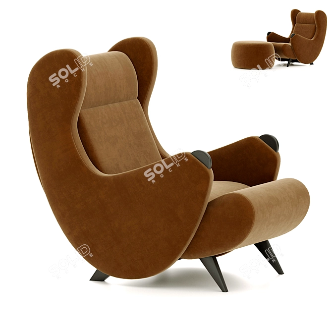 Luxury Cadillac Armchair with Pouf 3D model image 18