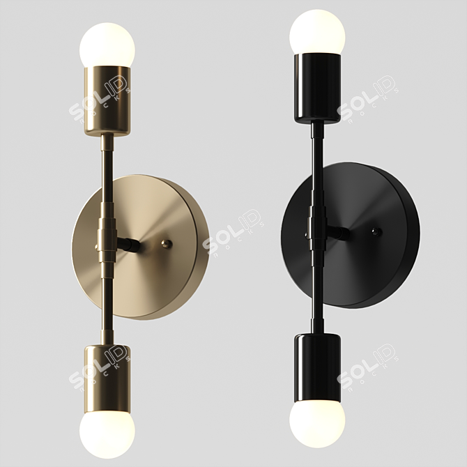 Mid Century Brass Wall Sconce 3D model image 2