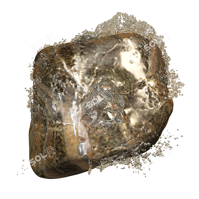 Spline Geometry Rock Fountain Kit 3D model image 3