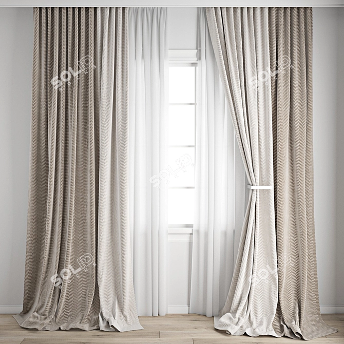 Polygonal Curtain Model with Textures 3D model image 1