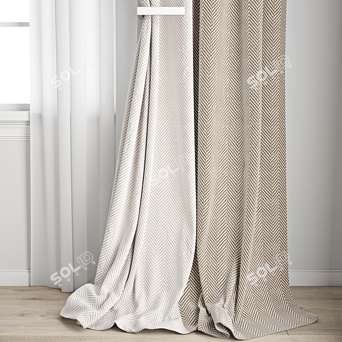 Polygonal Curtain Model with Textures 3D model image 2