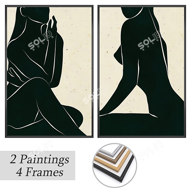 Art Set with Frame Options 3D model image 1