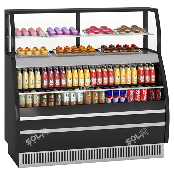 Supermarket Refrigerator Showcase, Juices & Snacks 3D model image 1