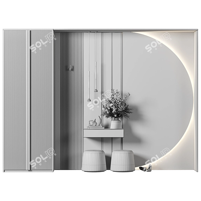 Modern Hallway Composition Cabinet 3D model image 3