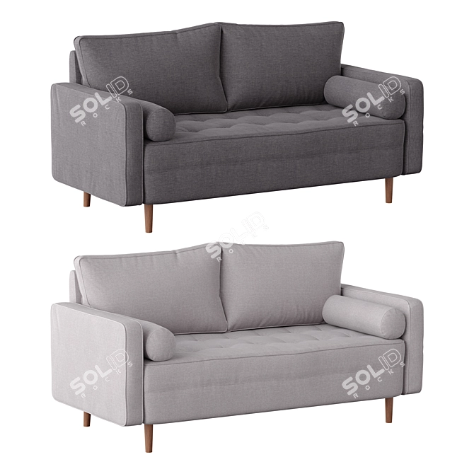 Hudson Fabric Sofa with Solid Wood Legs 3D model image 1