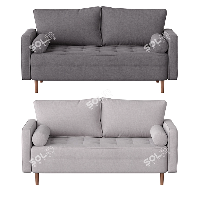 Hudson Fabric Sofa with Solid Wood Legs 3D model image 2