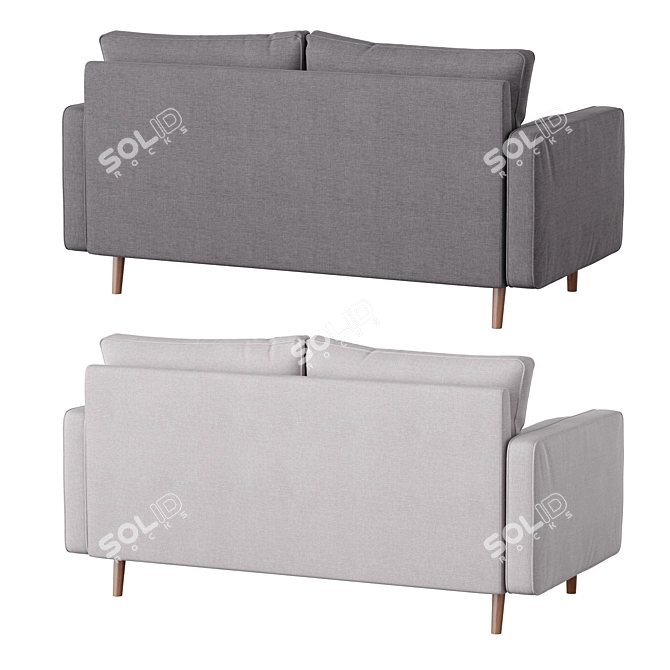 Hudson Fabric Sofa with Solid Wood Legs 3D model image 3