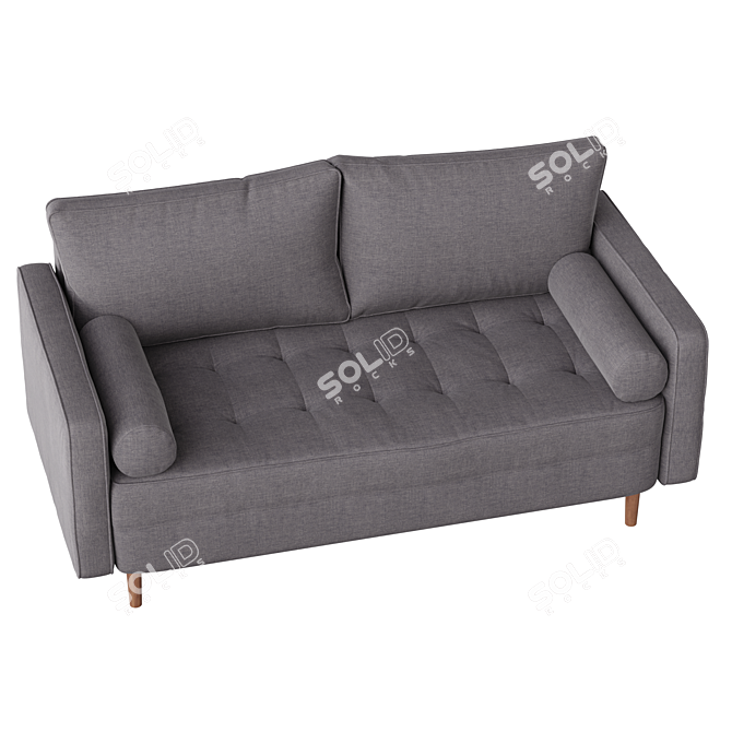 Hudson Fabric Sofa with Solid Wood Legs 3D model image 4