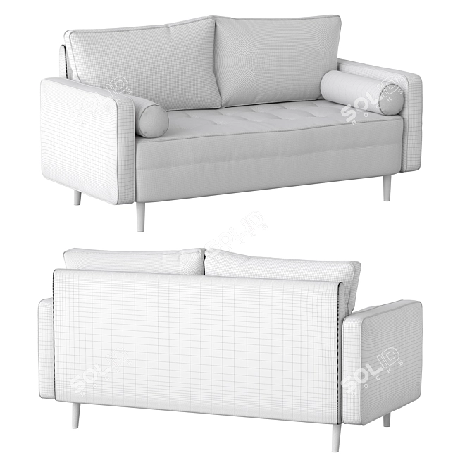 Hudson Fabric Sofa with Solid Wood Legs 3D model image 7