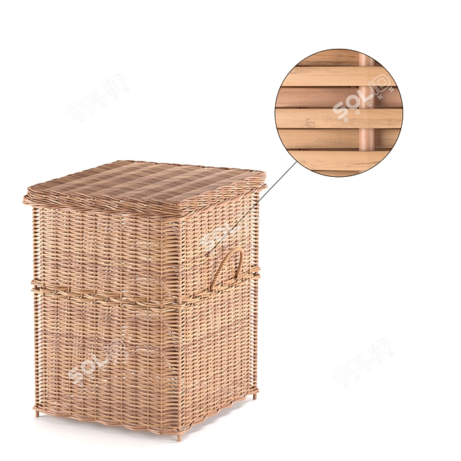 Rattan Woven Laundry Basket 3D model image 3