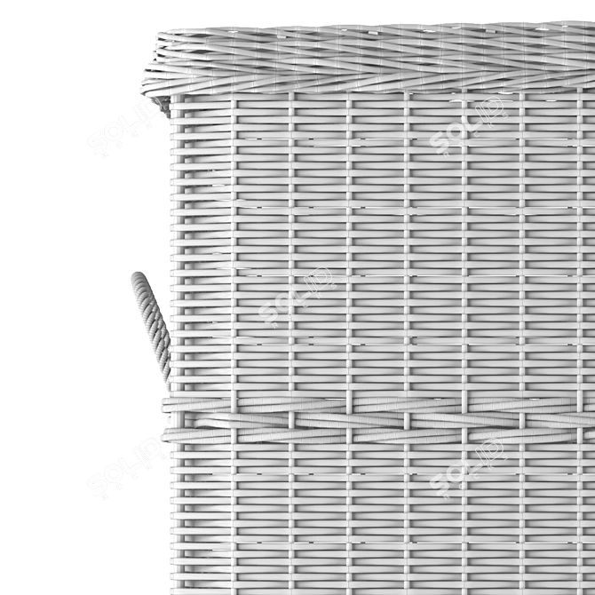 Rattan Woven Laundry Basket 3D model image 6