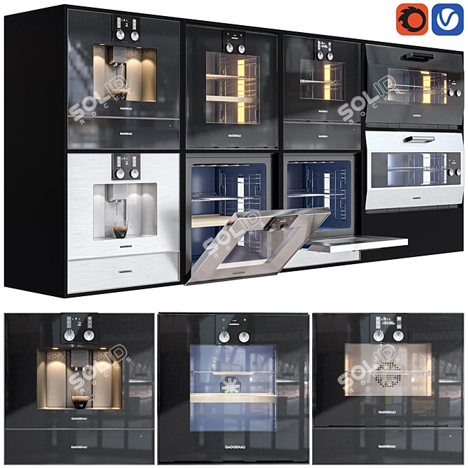 Gaggenau Oven Set with All Details 3D model image 1