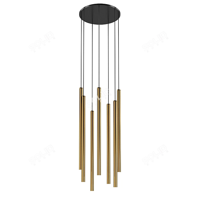 Elegant Trumpet Gold Ceiling Fixture 3D model image 1