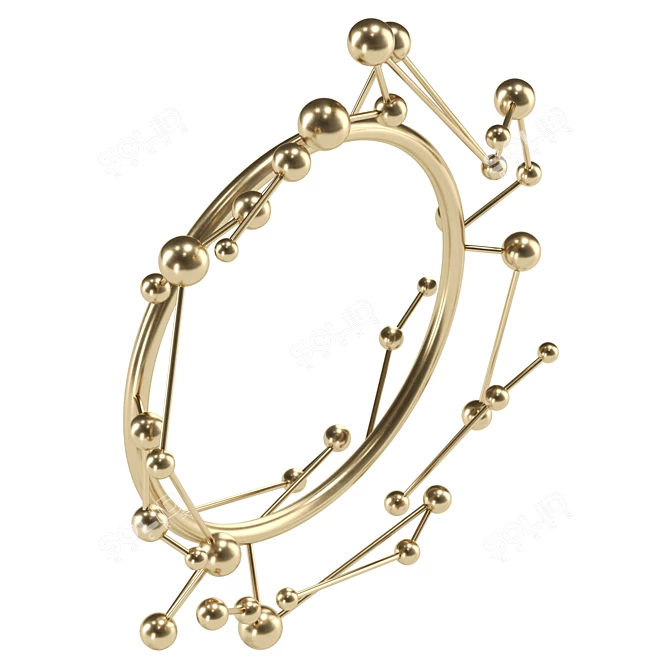 Luxury Italian Gold Leaf Mirror 3D model image 5