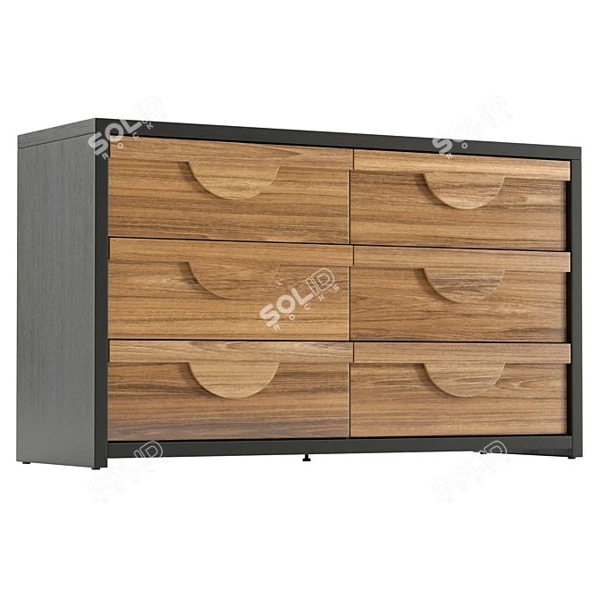 Modern 6-Drawer Dresser, UV-Unwrapped 3D model image 4