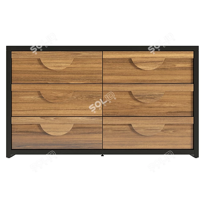 Modern 6-Drawer Dresser, UV-Unwrapped 3D model image 5