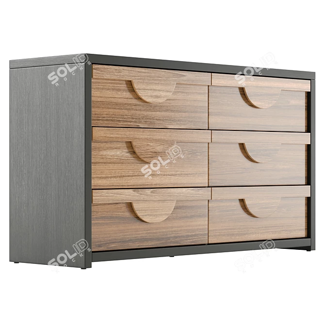 Modern 6-Drawer Dresser, UV-Unwrapped 3D model image 1
