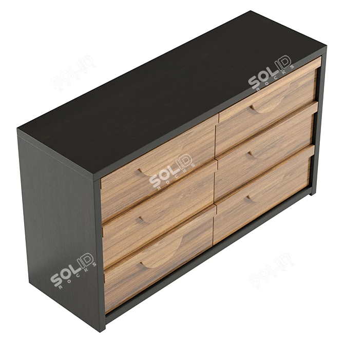 Modern 6-Drawer Dresser, UV-Unwrapped 3D model image 2