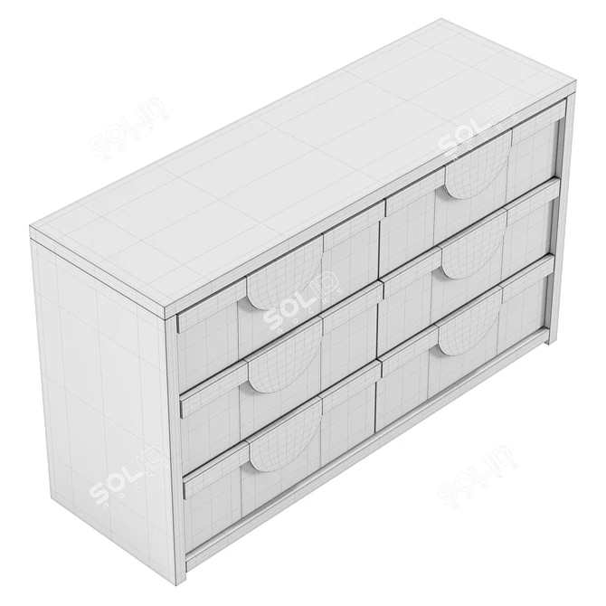 Modern 6-Drawer Dresser, UV-Unwrapped 3D model image 3