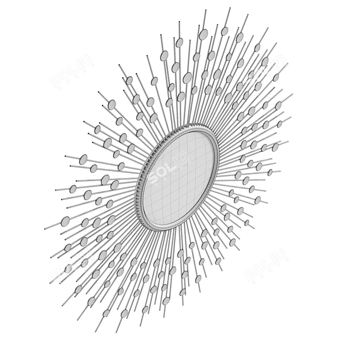 Starburst Wall Mirror with UVs 3D model image 6