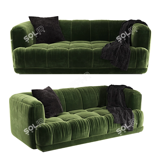 Minimalistic Quilton 2-Seater Sofa 3D model image 1
