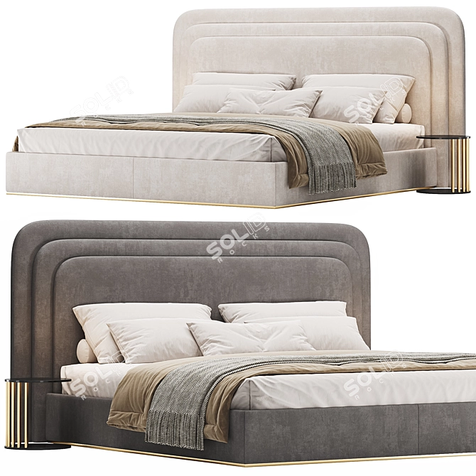 Elegant Art Deco Voyage Royal Bed 3D model image 1
