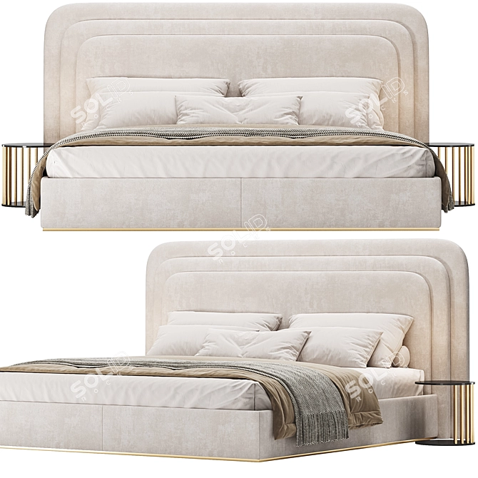 Elegant Art Deco Voyage Royal Bed 3D model image 2