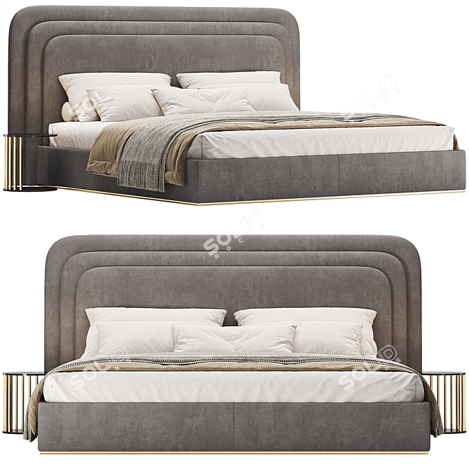 Elegant Art Deco Voyage Royal Bed 3D model image 3