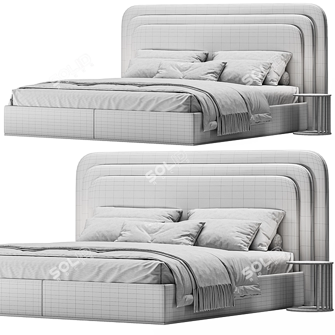 Elegant Art Deco Voyage Royal Bed 3D model image 4