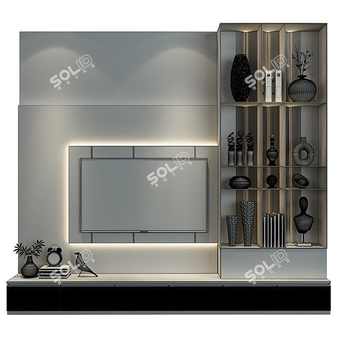 Modern TV Wall Decor Shelf 3D model image 2