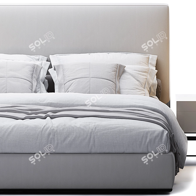 Modern Minimalist Powell Bed Set 3D model image 3