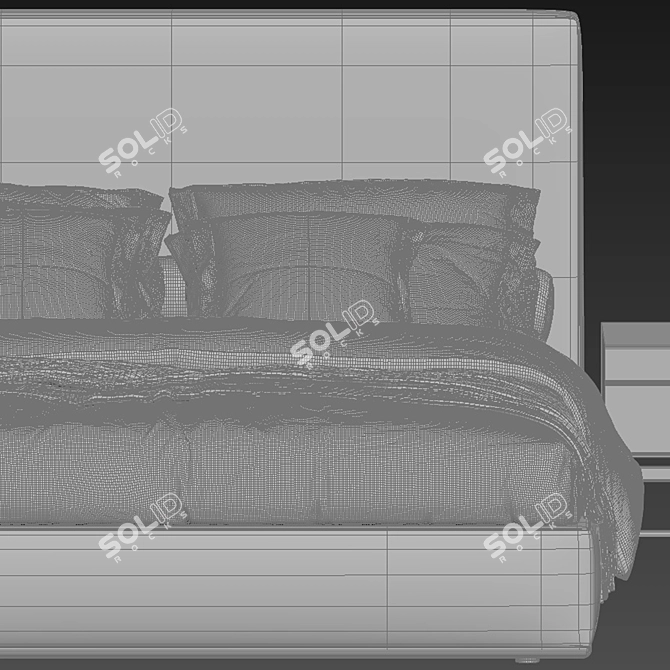 Modern Minimalist Powell Bed Set 3D model image 4