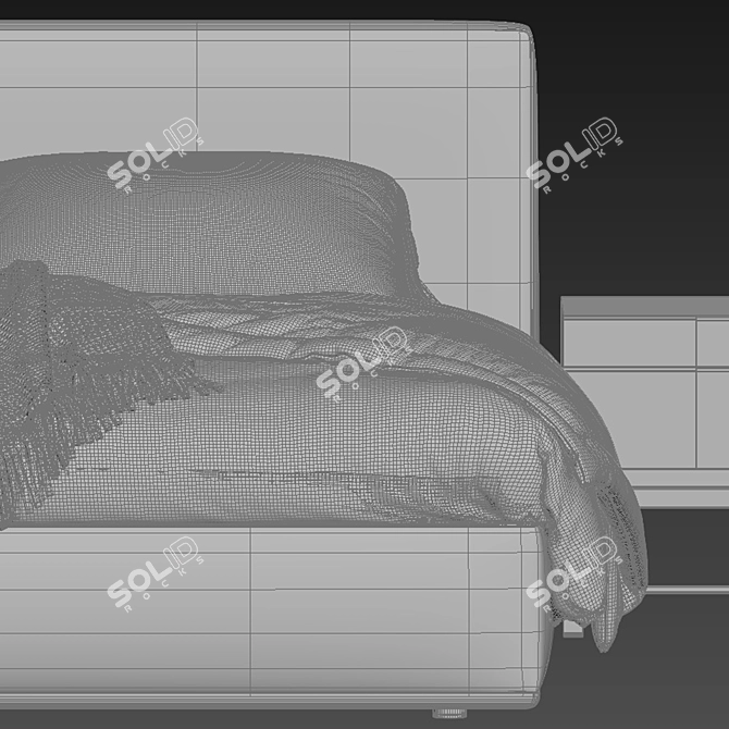 Modern Minimalist Powell Bed Set 3D model image 7