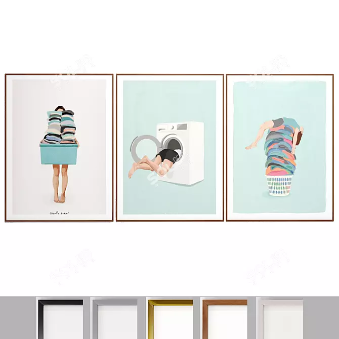 Modern Art Frames Set Collection 3D model image 1