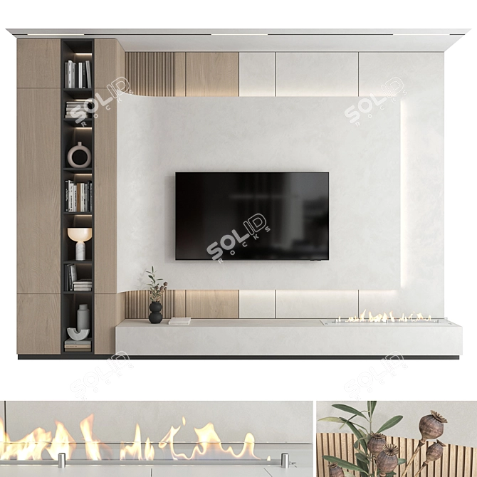 3D TV Wall Set with Samsung TV 3D model image 1