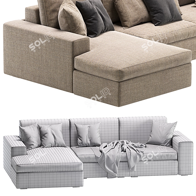 Modern Corner-Fold Sofa by Cazarina 3D model image 4