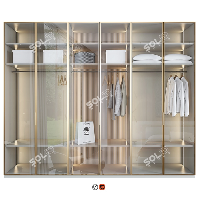 Italian Glass Door Wardrobe Concept 3D model image 1