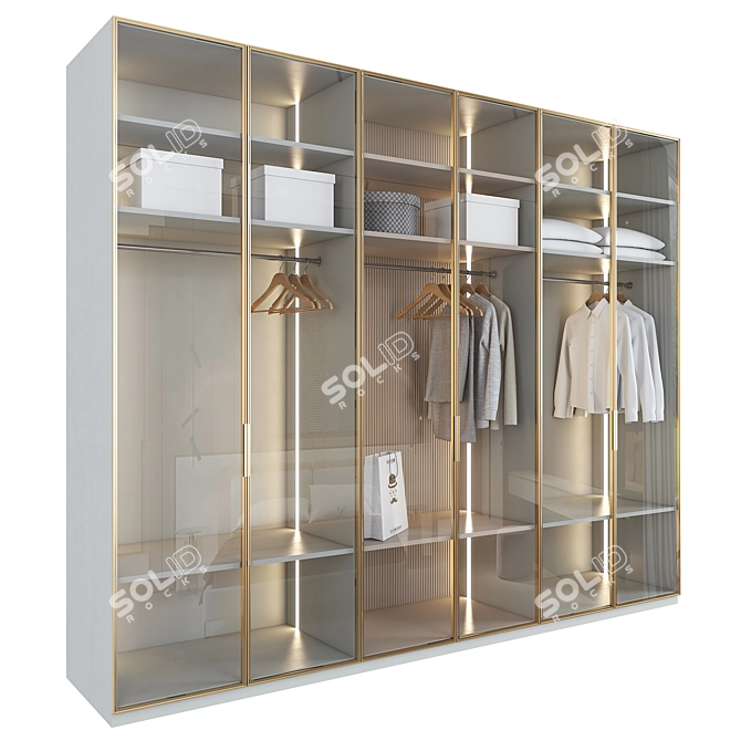 Italian Glass Door Wardrobe Concept 3D model image 2