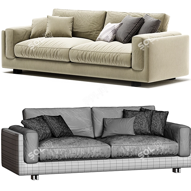 Modern 2-Seater Interface Mama Sofa 3D model image 4