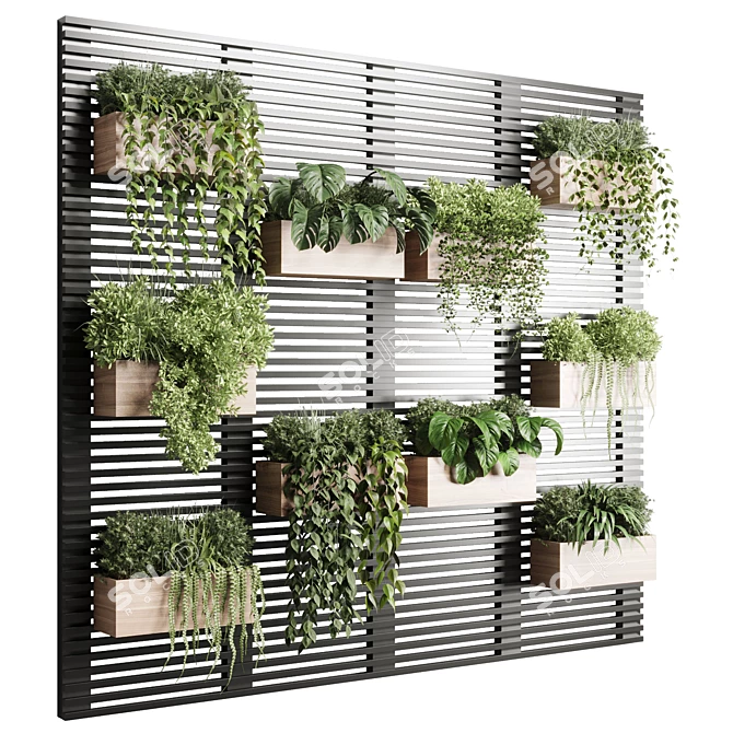 Metal Framed Plant Partition Box 3D model image 1