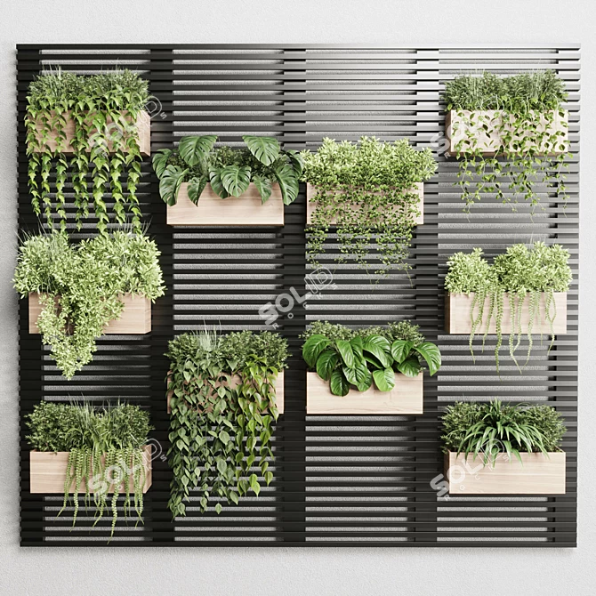 Metal Framed Plant Partition Box 3D model image 3