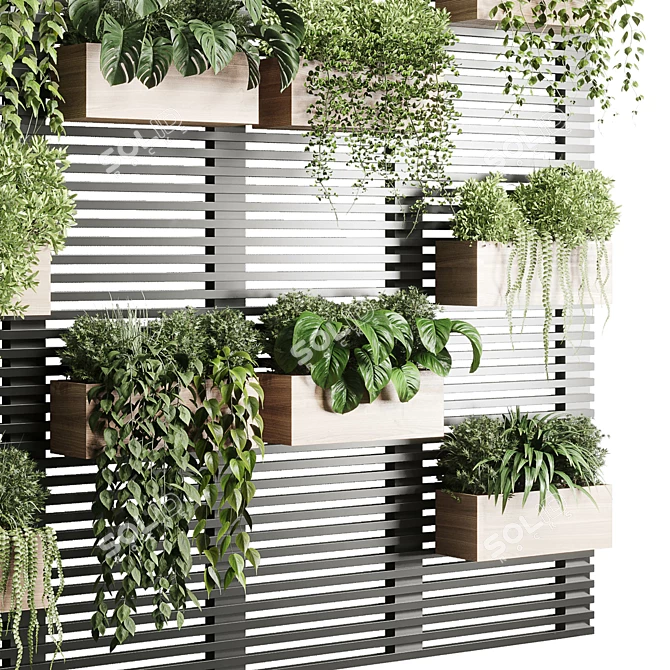 Metal Framed Plant Partition Box 3D model image 5