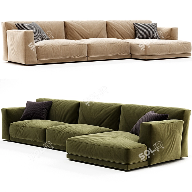 Modern UV-Mapped Seoul Corner Sofa 3D model image 1