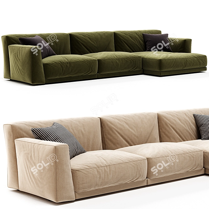 Modern UV-Mapped Seoul Corner Sofa 3D model image 2