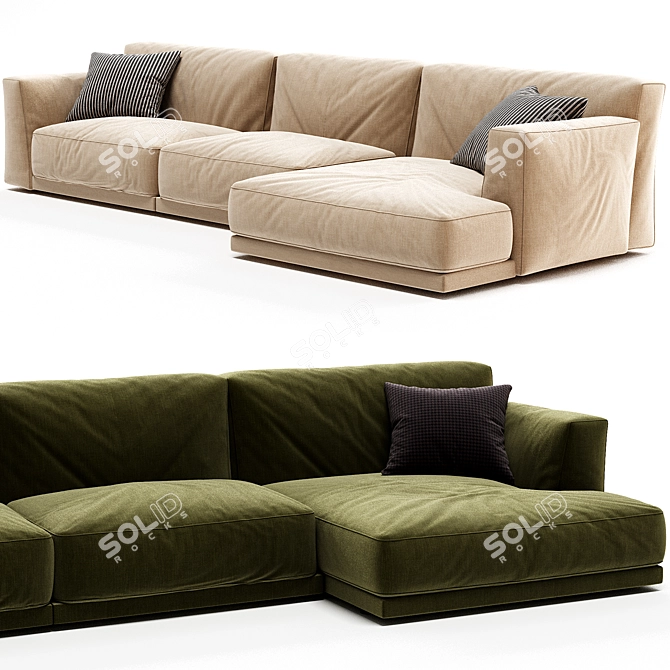 Modern UV-Mapped Seoul Corner Sofa 3D model image 3