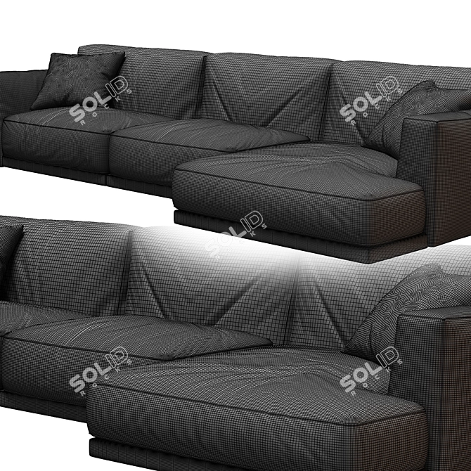 Modern UV-Mapped Seoul Corner Sofa 3D model image 4