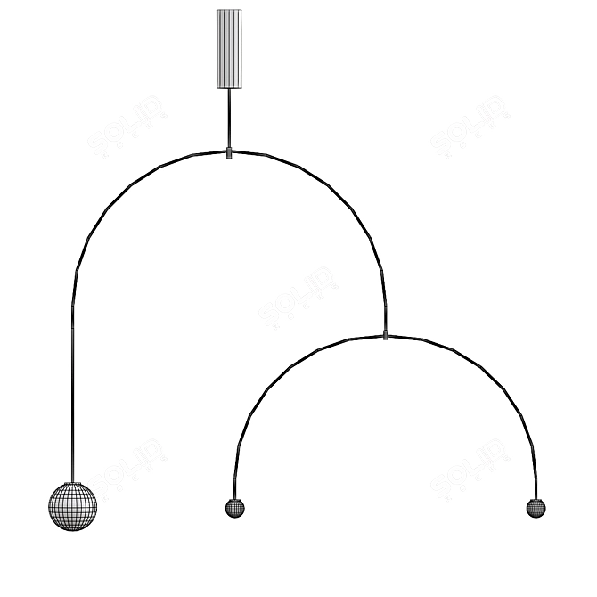 Modern 3D Model Lines Lamp 3D model image 2